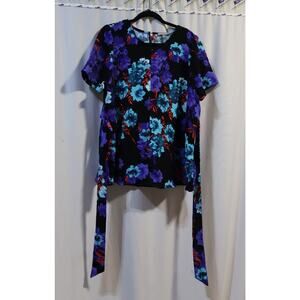 Jessica London Floral Blouse with Tie Size 18W